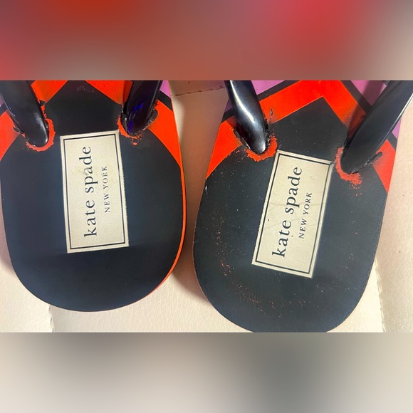 Kate Spade NY Manette Black Multi Striped Flip Flops Womens size 6 - Picture 5 of 7